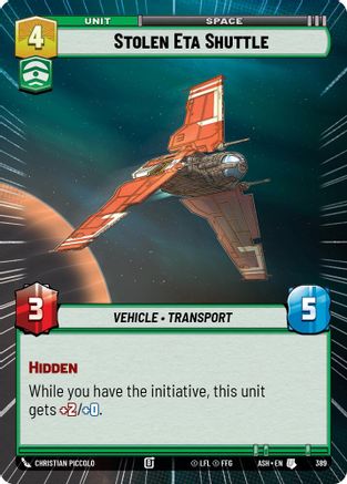 Stolen Eta Shuttle (Hyperspace) (389) [Ashes of the Empire] Star Wars: Unlimited Single Disney