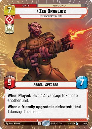 Zeb Orrelios - Fists Work Every Time (Hyperspace) (425) [Ashes of the Empire] Star Wars: Unlimited Single Disney