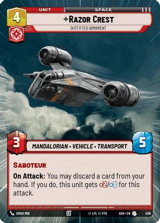Razor Crest - Outfitted Armament (Hyperspace) (436) [Ashes of the Empire] Star Wars: Unlimited Single Disney