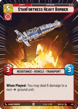 StarFortress Heavy Bomber (Hyperspace) (438) [Ashes of the Empire] Star Wars: Unlimited Single Disney