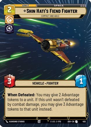 Shin Hati's Fiend Fighter - Compact and Agile (Hyperspace) (455) [Ashes of the Empire] Star Wars: Unlimited Single Disney