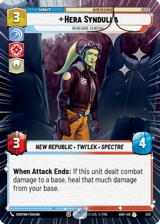 Hera Syndulla - Renegade General (Hyperspace Foil) (533) [Ashes of the Empire] Foil Star Wars: Unlimited Single Disney