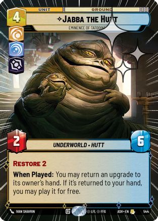 Jabba the Hutt - Eminence of Tatooine (Hyperspace Foil) (544) [Ashes of the Empire] Foil Star Wars: Unlimited Single Disney