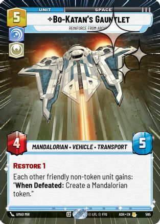 Bo-Katan's Gauntlet - Reinforce from Above (Hyperspace Foil) (565) [Ashes of the Empire] Foil Star Wars: Unlimited Single Disney