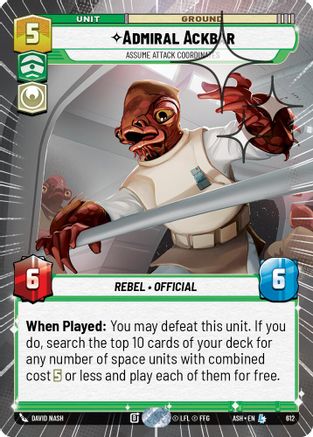 Admiral Ackbar - Assume Attack Coordinates (Hyperspace Foil) (612) [Ashes of the Empire] Foil Star Wars: Unlimited Single Disney