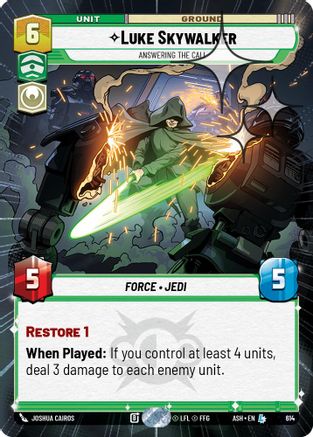 Luke Skywalker - Answering the Call (Hyperspace Foil) (614) [Ashes of the Empire] Foil Star Wars: Unlimited Single Disney