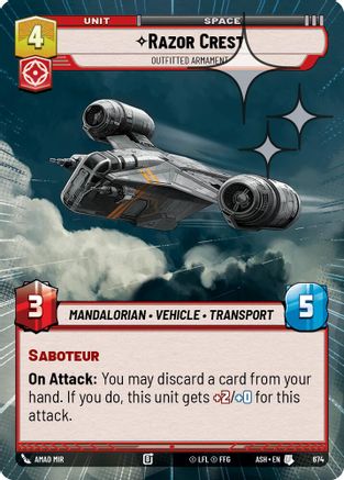 Razor Crest - Outfitted Armament (Hyperspace Foil) (674) [Ashes of the Empire] Foil Star Wars: Unlimited Single Disney