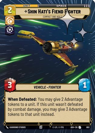 Shin Hati's Fiend Fighter - Compact and Agile (Hyperspace Foil) (693) [Ashes of the Empire] Foil Star Wars: Unlimited Single Disney