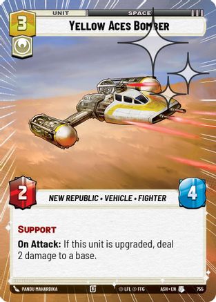 Yellow Aces Bomber (Hyperspace Foil) (755) [Ashes of the Empire] Foil Star Wars: Unlimited Single Disney