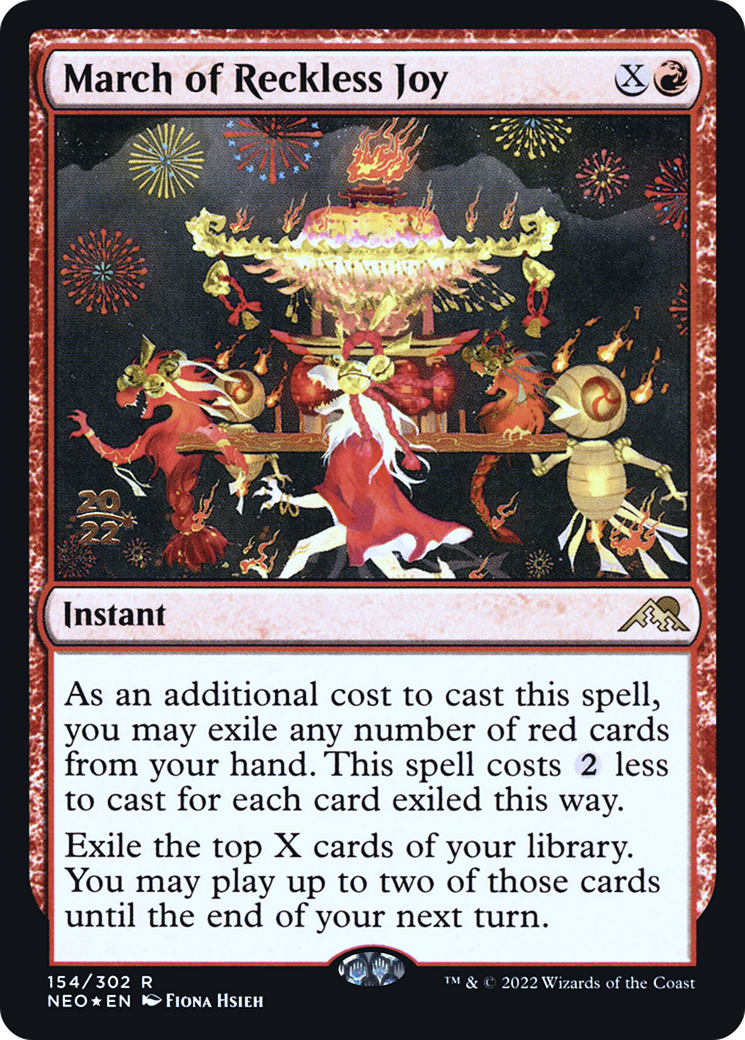 March of Reckless Joy (PRE-154S) [Kamigawa: Neon Dynasty Promos] Foil MTG Single Wizards of the Coast