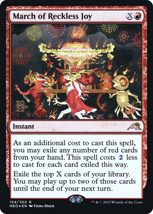 March of Reckless Joy (PRE-154S) [Kamigawa: Neon Dynasty Promos] Foil MTG Single Wizards of the Coast