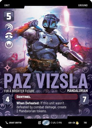 Paz Vizsla - For a Brighter Future (Prestige) (785) [Ashes of the Empire] Star Wars: Unlimited Single Disney