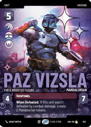 Paz Vizsla - For a Brighter Future (Prestige Foil) (832) [Ashes of the Empire] Foil Star Wars: Unlimited Single Disney