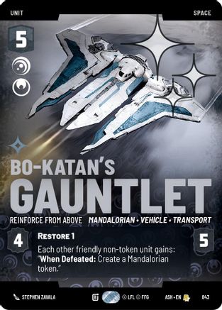 Bo-Katan's Gauntlet - Reinforce from Above (Prestige Foil) (843) [Ashes of the Empire] Foil Star Wars: Unlimited Single Disney