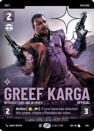 Greef Karga - Introductions are in Order (Prestige Foil) (849) [Ashes of the Empire] Foil Star Wars: Unlimited Single Disney