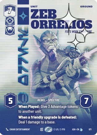 Zeb Orrelios - Fists Work Every Time (Prestige Foil) (871) [Ashes of the Empire] Foil Star Wars: Unlimited Single Disney