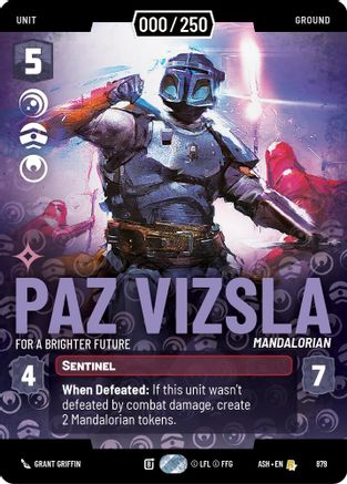 Paz Vizsla - For a Brighter Future (Serialized) (879) [Ashes of the Empire] Foil Star Wars: Unlimited Single Disney