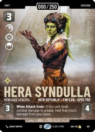 Hera Syndulla - Renegade General (Serialized) (881) [Ashes of the Empire] Foil Star Wars: Unlimited Single Disney