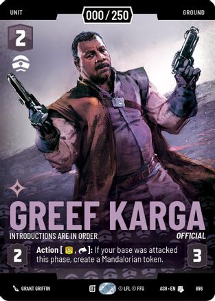 Greef Karga - Introductions are in Order (Serialized) (896) [Ashes of the Empire] Foil Star Wars: Unlimited Single Disney