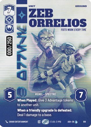 Zeb Orrelios - Fists Work Every Time (Serialized) (918) [Ashes of the Empire] Foil Star Wars: Unlimited Single Disney
