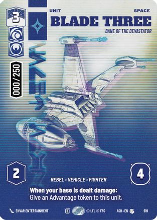 Blade Three - Bane of the Devastator (Serialized) (919) [Ashes of the Empire] Foil Star Wars: Unlimited Single Disney