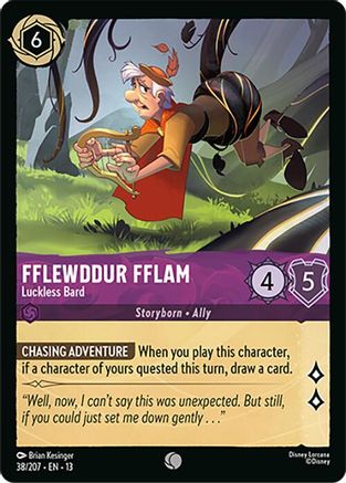 Fflewddur Fflam - Luckless Bard (38/204) [Attack of the Vine] Lorcana Single Disney