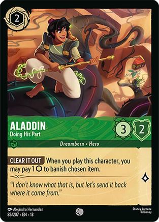 Aladdin - Doing His Part (85/204) [Attack of the Vine] Lorcana Single Disney