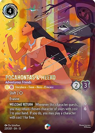 Pocahontas & Meeko - Adventurous Friends (Enchanted) (227/207) [Attack of the Vine] Holofoil Lorcana Single Disney
