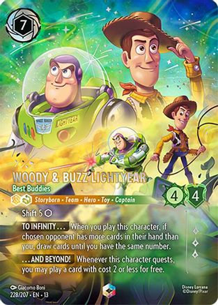 Woody & Buzz Lightyear - Best Buddies (Enchanted) (228/204) [Attack of the Vine] Holofoil Lorcana Single Disney