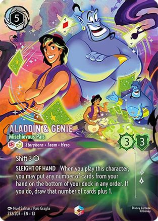 Aladdin & Genie - Mischievous Pals (Enchanted) (232/204) [Attack of the Vine] Holofoil Lorcana Single Disney