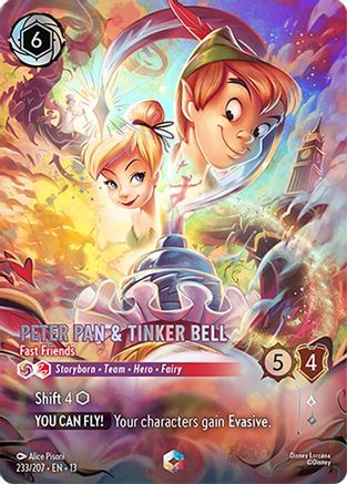 Peter Pan & Tinker Bell - Fast Friends (Enchanted) (233/204) [Attack of the Vine] Holofoil Lorcana Single Disney