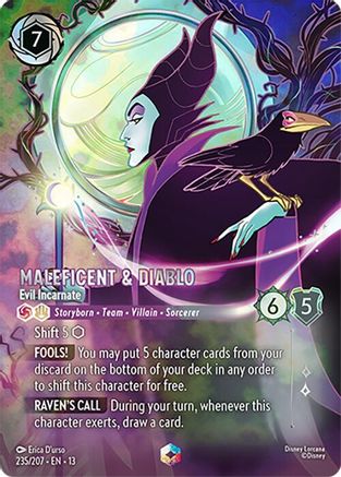 Maleficent & Diablo - Evil Incarnate (Enchanted) (235/204) [Attack of the Vine] Holofoil Lorcana Single Disney