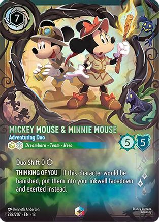 Mickey Mouse & Minnie Mouse - Adventuring Duo (Enchanted) (238/204) [Attack of the Vine] Holofoil Lorcana Single Disney