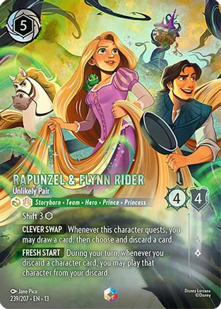 Rapunzel & Flynn Rider - Unlikely Pair (Enchanted) (239/204) [Attack of the Vine] Holofoil Lorcana Single Disney