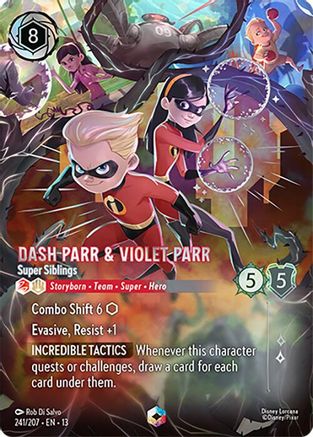 Dash Parr & Violet Parr - Super Siblings (Enchanted) (241/207) [Attack of the Vine] Holofoil Lorcana Single Disney