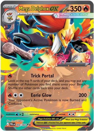 Mega Delphox ex 8 Holofoil [ME05: Pitch Black] Pokemon Single Pokémon