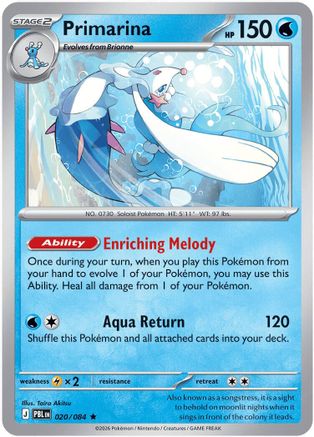 Primarina 20/084 Reverse Holofoil [ME05: Pitch Black] Pokemon Single Pokémon