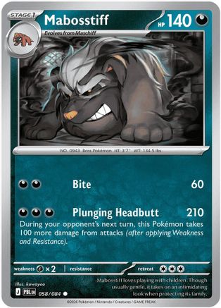 Mabosstiff 58 Reverse Holofoil [ME05: Pitch Black] Pokemon Single Pokémon