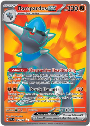 Rampardos ex 100/084 Holofoil [ME05: Pitch Black] Pokemon Single Pokémon