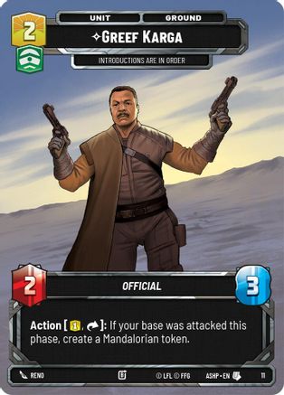 Greef Karga (11) [Ashes of the Empire Weekly Play Promos] Star Wars: Unlimited Single Disney