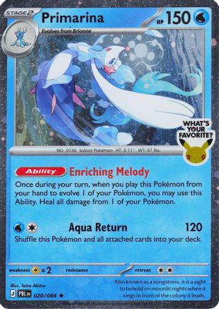 Primarina (What's Your Favorite Stamp) 20/084 Holofoil [Misc: Cards & Products] Pokemon Single Pokémon