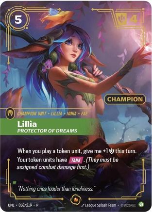 Lillia - Protector of Dreams (Champion) (058/219) [Riftbound Organized Play Promotional Cards] Foil Riftbound Singles Riot Games