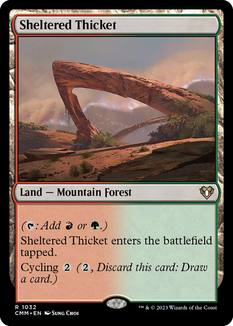 Sheltered Thicket (CMM-1032) [Commander Masters] MTG Single Wizards of the Coast