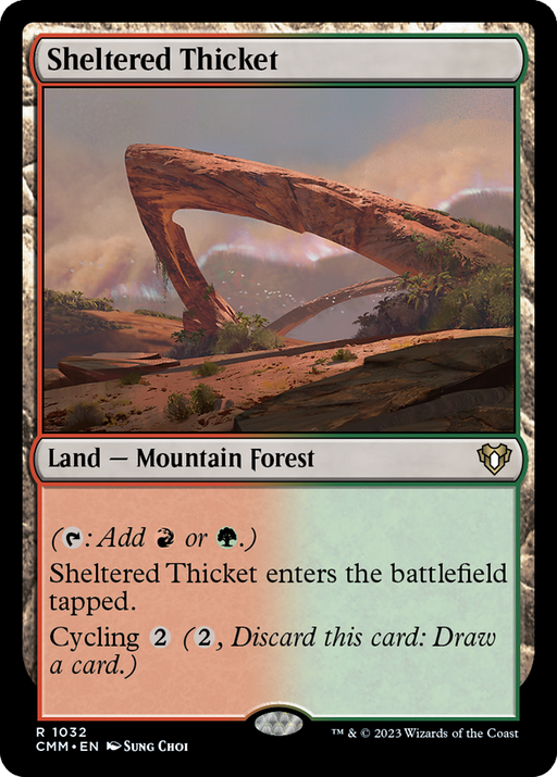 Sheltered Thicket (CMM-1032) [Commander Masters] MTG Single Wizards of the Coast