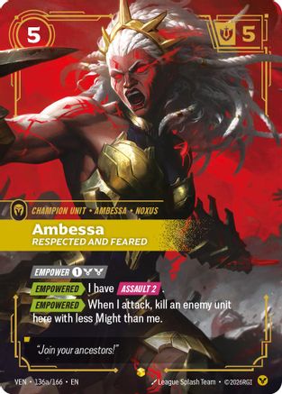 Ambessa, Respected and Feared (Alternate Art) (136a/166) [Vendetta] Foil Riftbound Singles Riot Games