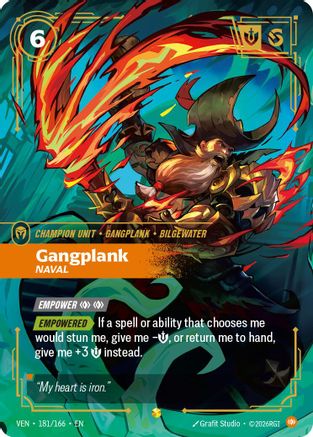 Gangplank, Naval (Overnumbered) (181/166) [Vendetta] Foil Riftbound Singles Riot Games