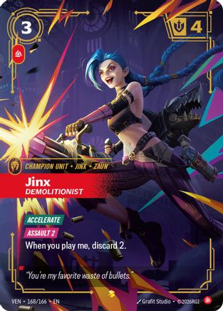 Jinx, Demolitionist (Overnumbered) (168/166) [Vendetta] Foil Riftbound Singles Riot Games