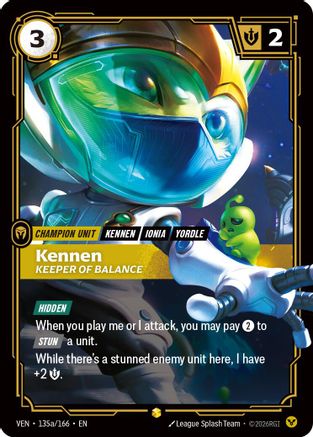Kennen, Keeper of Balance (Alternate Art) (135a/166) [Vendetta] Foil Riftbound Singles Riot Games