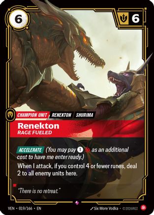 Renekton, Rage Fueled (019/166) [Vendetta] Foil Riftbound Singles Riot Games