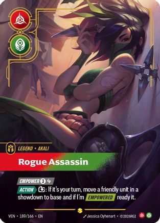 Akali - Rogue Assassin (Overnumbered) (189/166) [Vendetta] Foil Riftbound Singles Riot Games